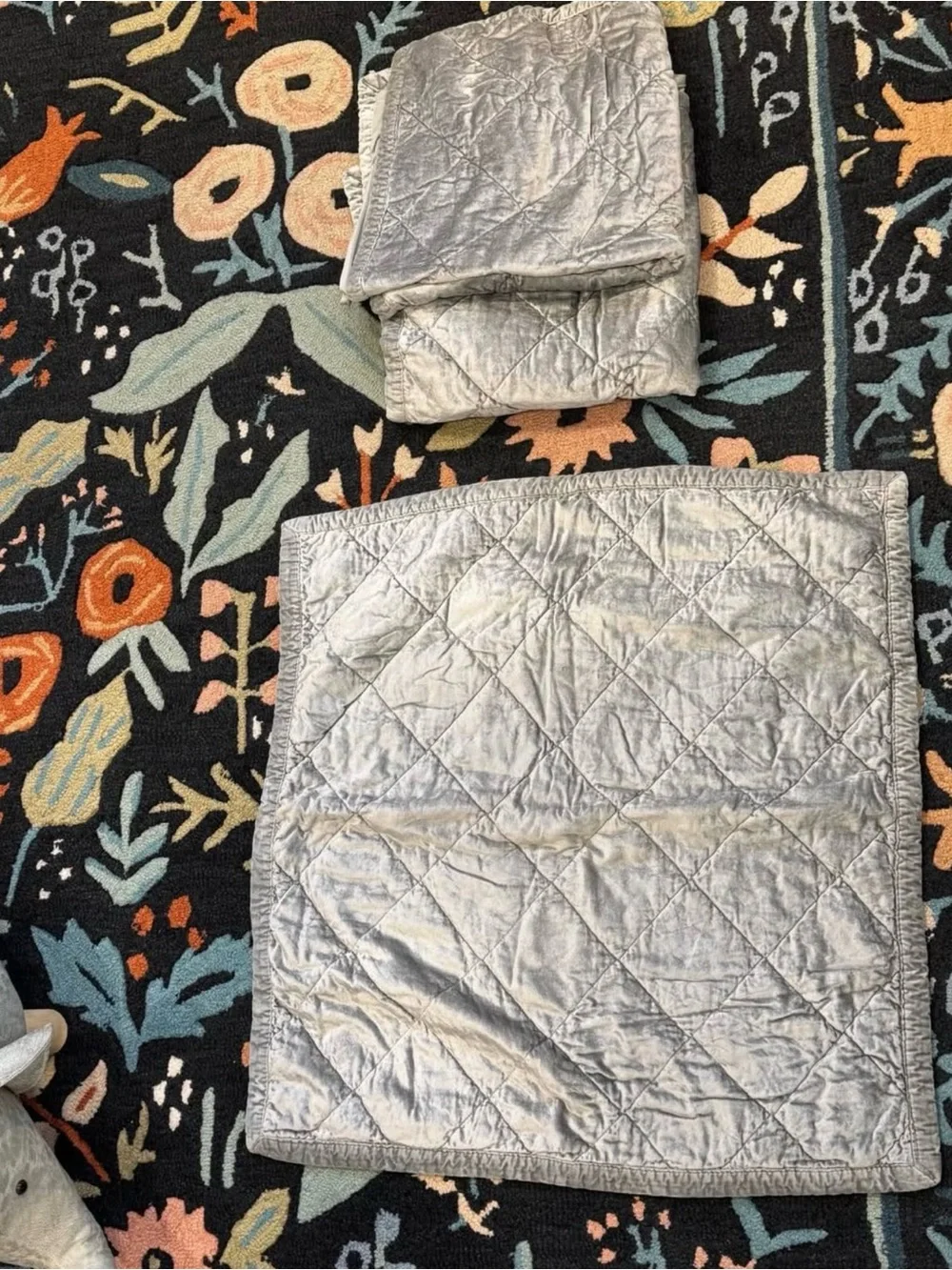 Fieldcrest Gray Washable Velvet Euro Shams set of 3